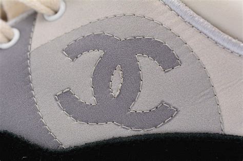 chanel g33726|Chanel Size 37 Sneaker Trainer Black Suede Gray CC .